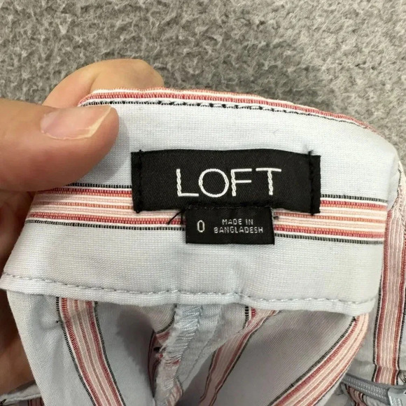 Loft shorts women 0 blue red striped ruffle accent stretch nautical beach resort - Picture 5 of 8